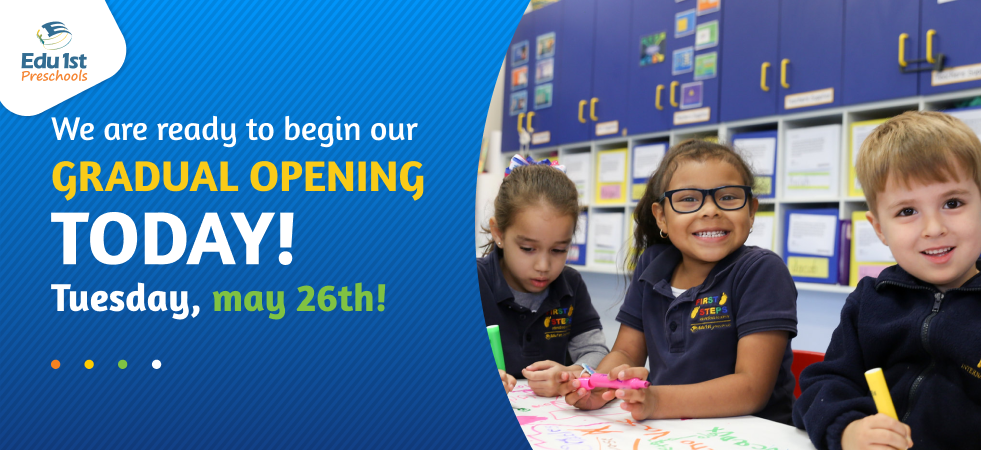 Edu1st.Preschools is now ready for a gradual opening!